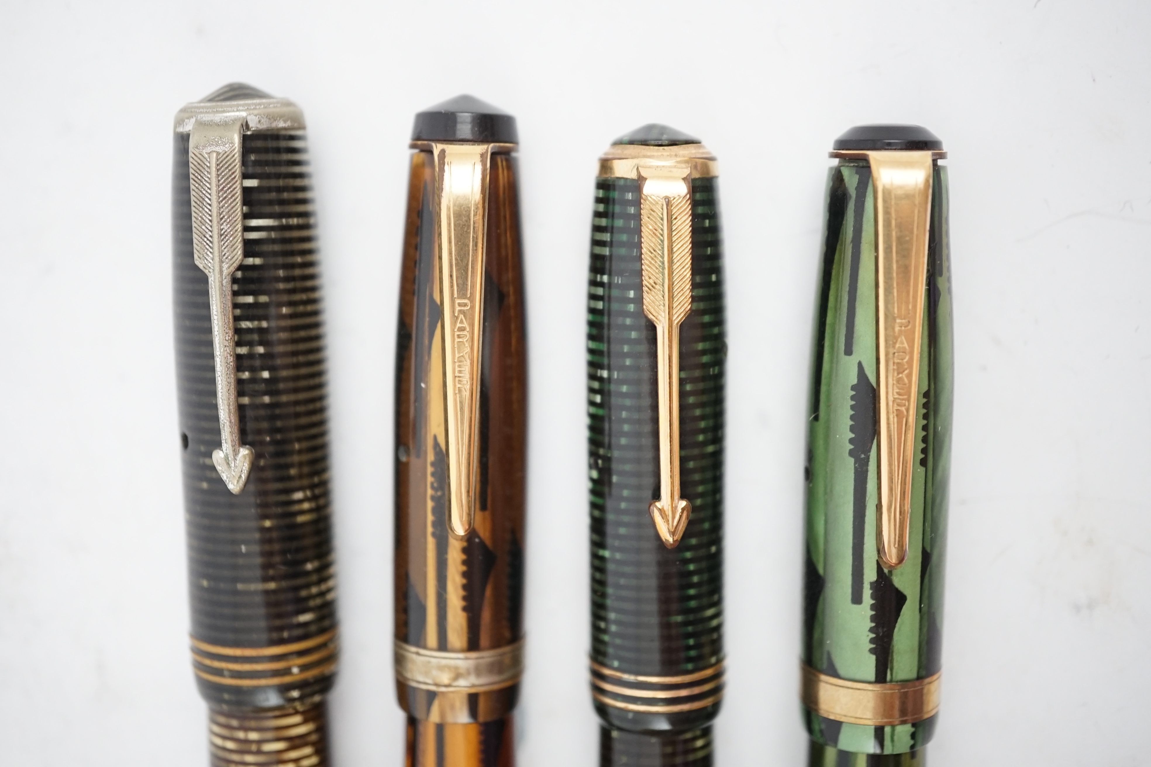 Four Parker pens to include an oversize Vacumatic